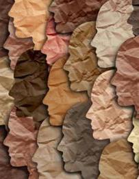 paper cutout of profiles of people in a diverse array of skin colors